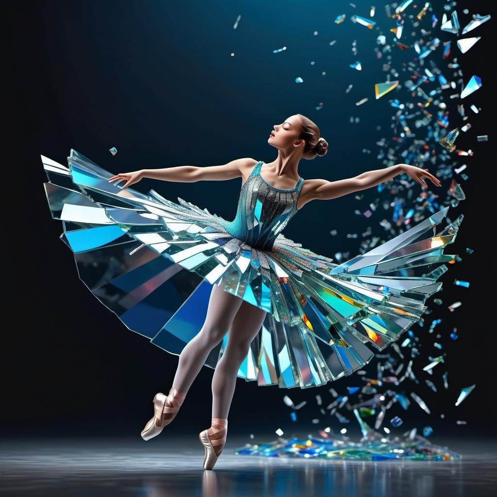 Shattered Crystal Ballerina Ballet in Surreal Style