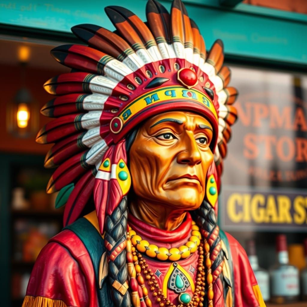 Vibrant Native American Chief Statue