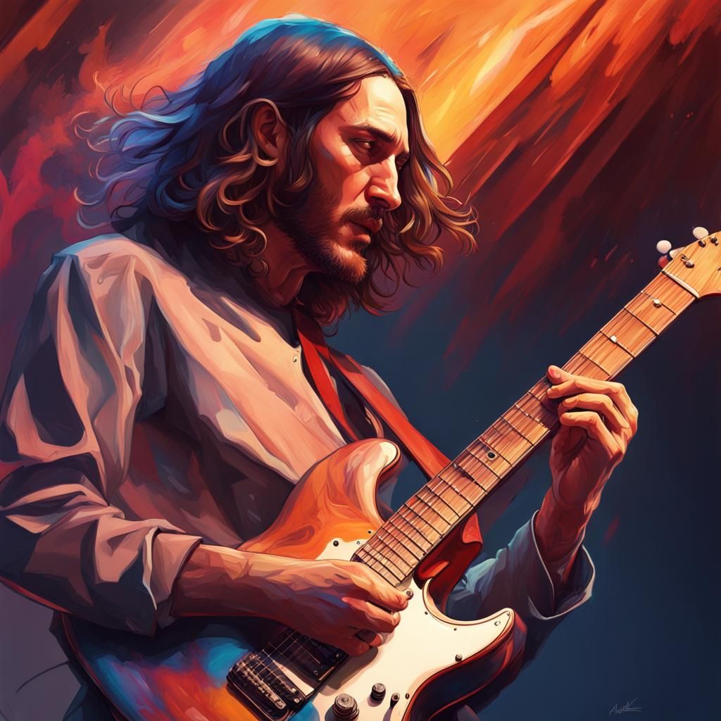 John Frusciante playing a blazing guitar solo