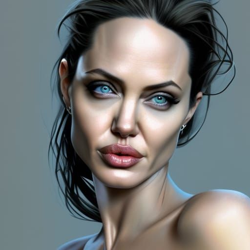 Angelina Jolie as Hyperdetailed Concept Art