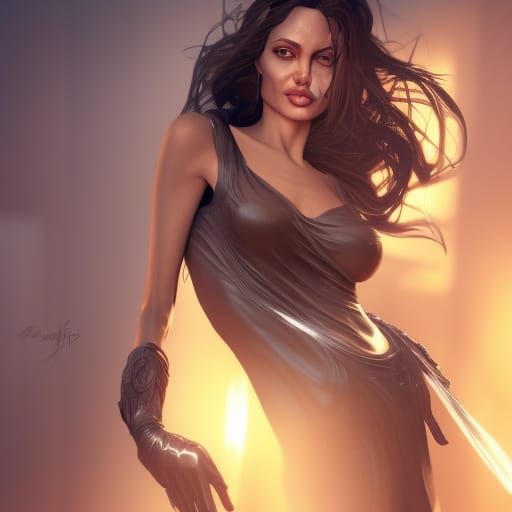 Angelina Jolie Portrait in Hyperrealistic Digital Art