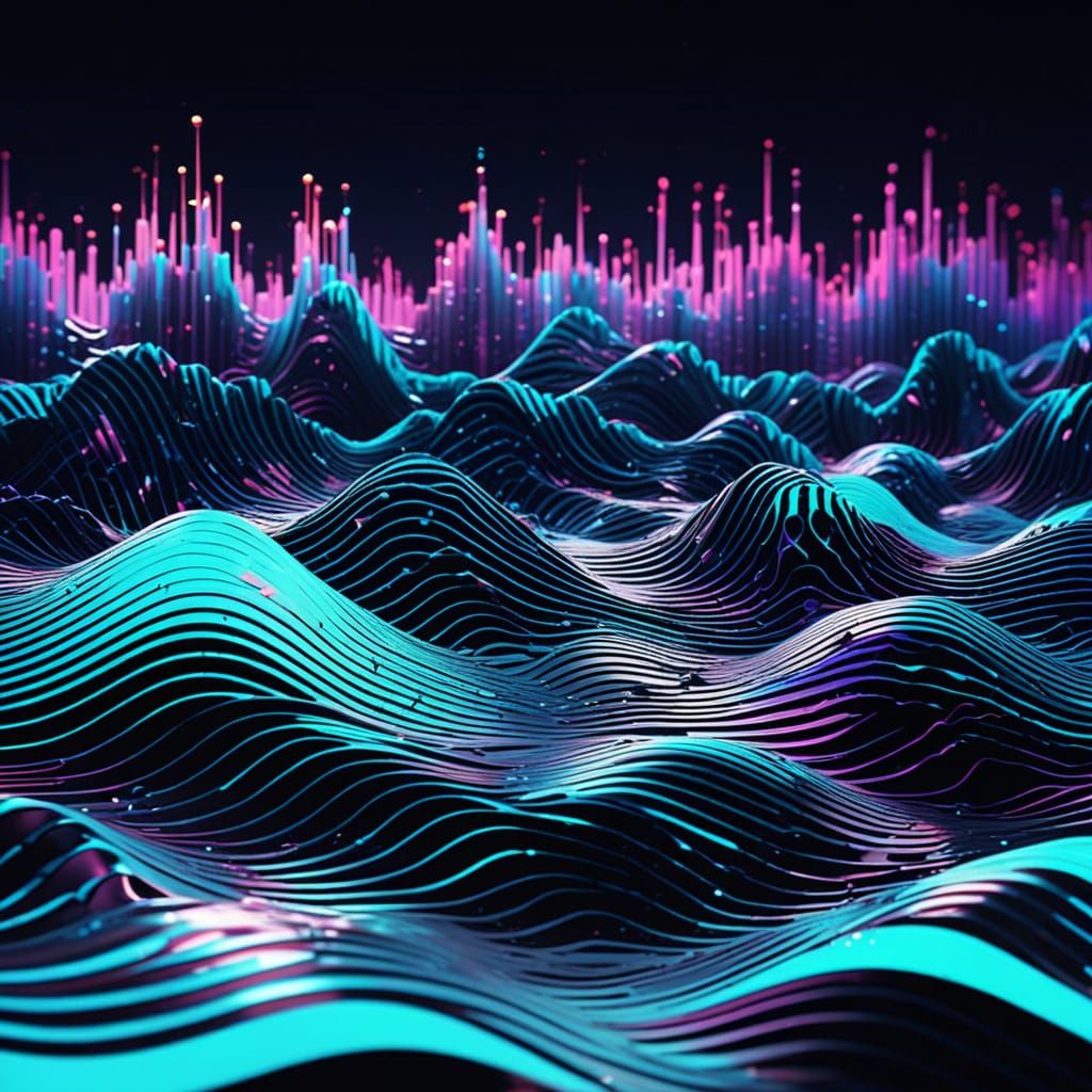 Soundwave Ripples in Vibrant Pixel Art Style