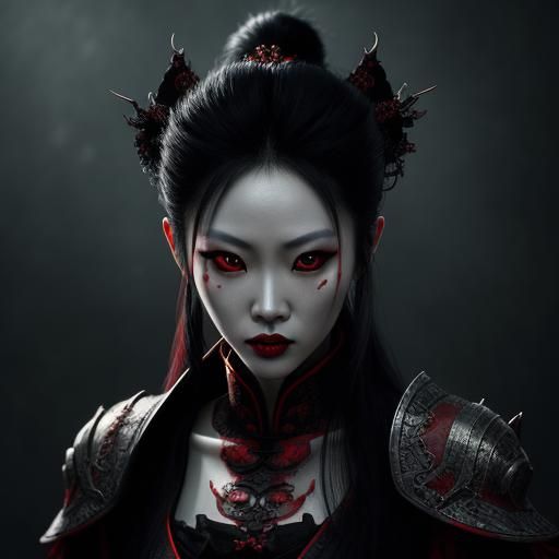 Hyperrealistic Chinese Vampire Girl Portrait