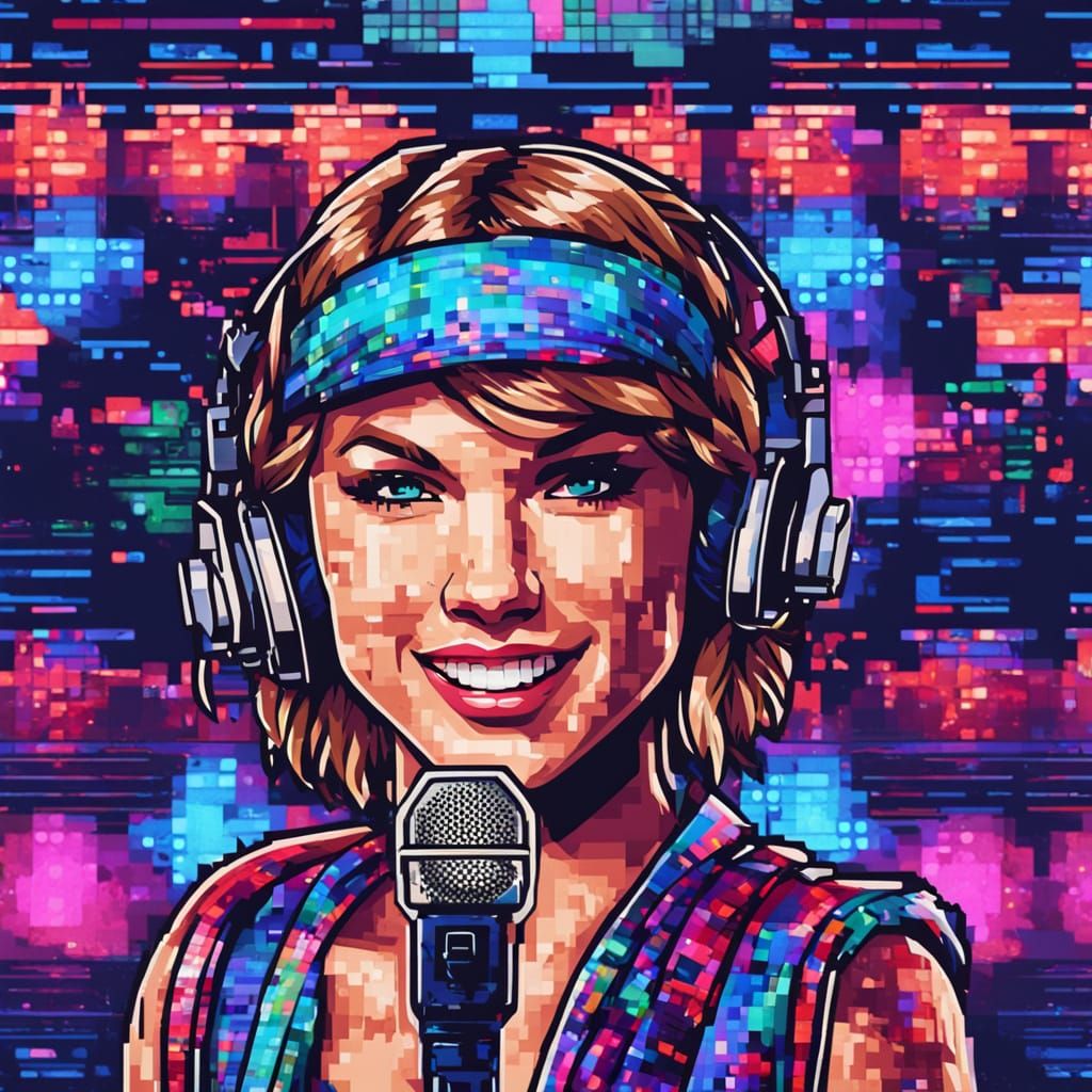 Taylor Swift in Vibrant 8-Bit Pixel Art