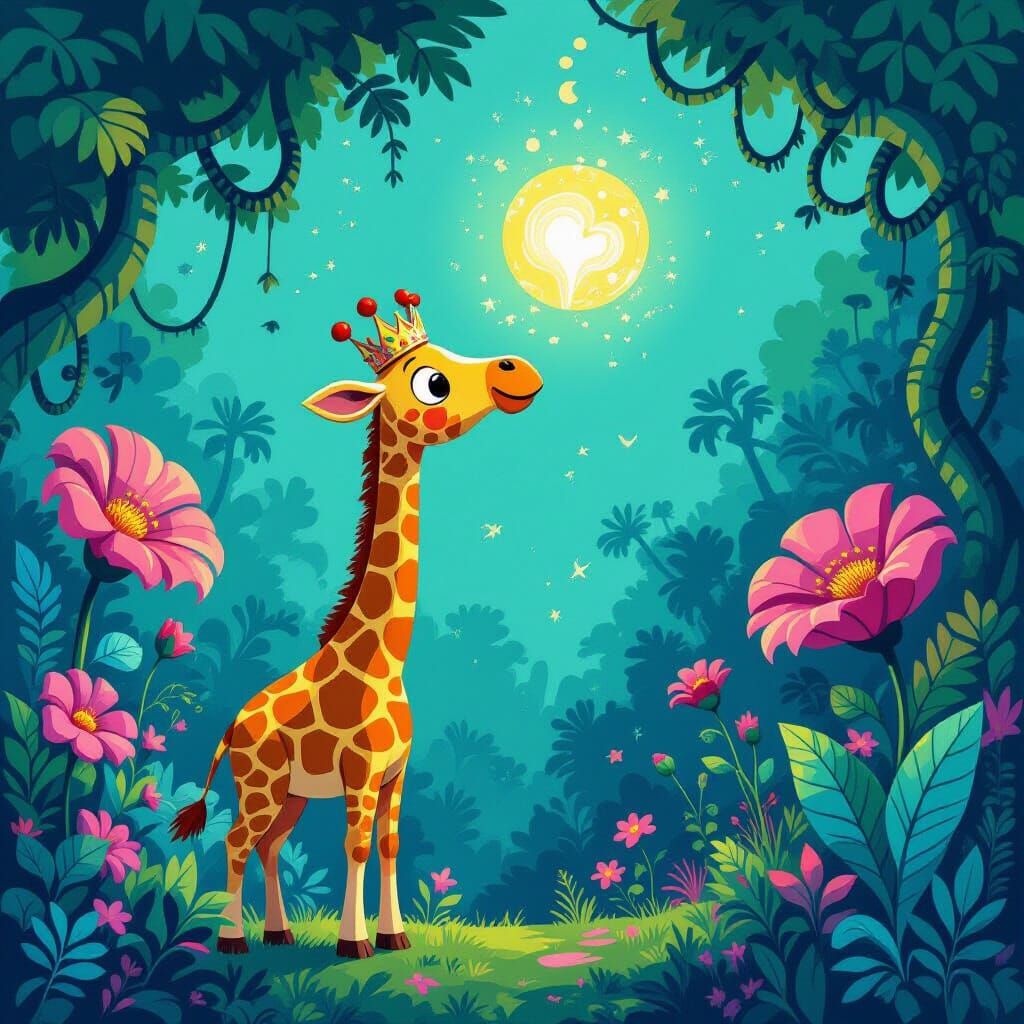 Whimsical Giraffe Reaches for Spiritual Awakening in Alien J...