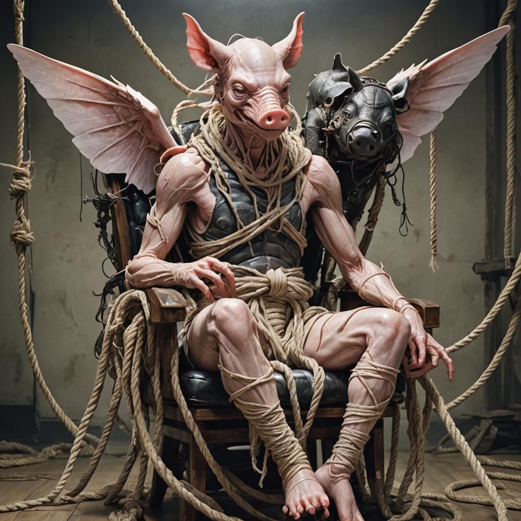 Terrifying Fairy-tying - a swine intwined in twine