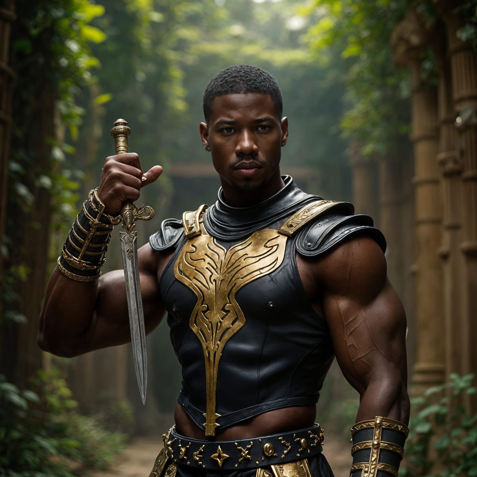 African Warrior God in Futuristic Armor