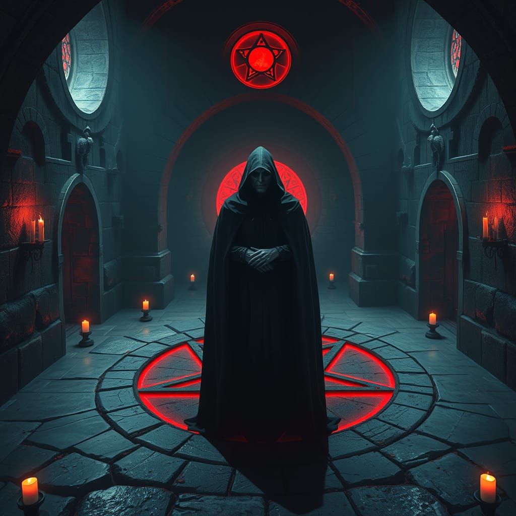 Dark Vampire in Pentagram Sanctuary