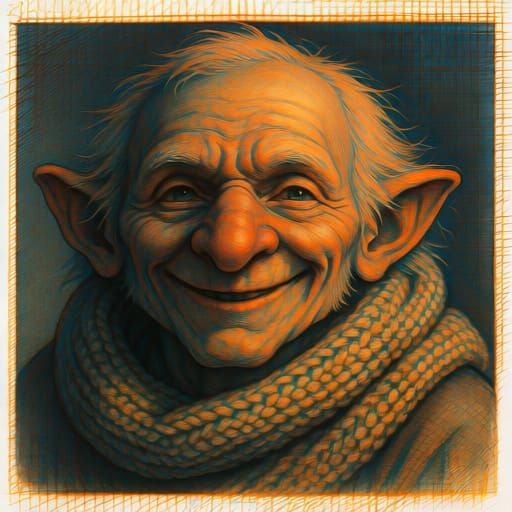 Grizzled Gnome Mendicant Portrait in Doré Style