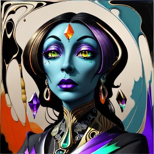 Psychedelic Calligraphy: Abstract Fractal Oil Painting