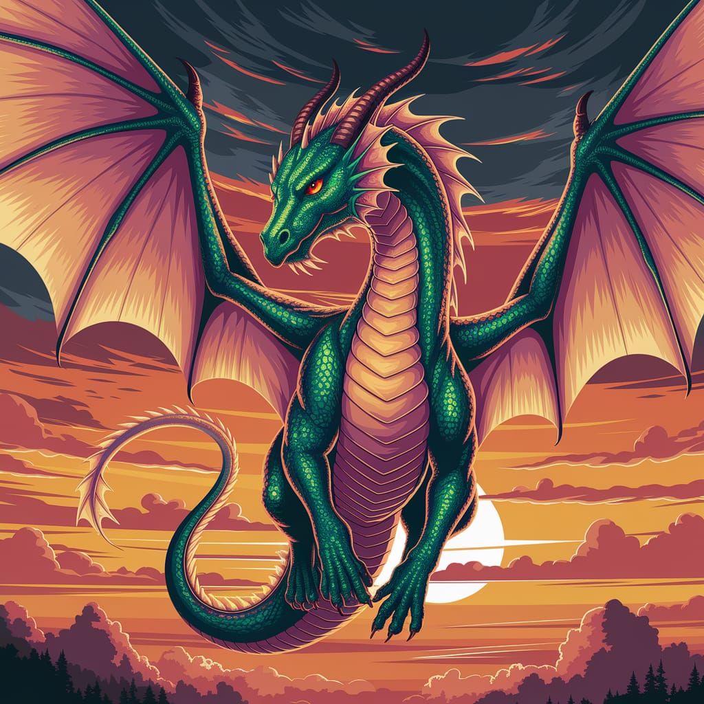 Emerald Dragon in Sunset Glory