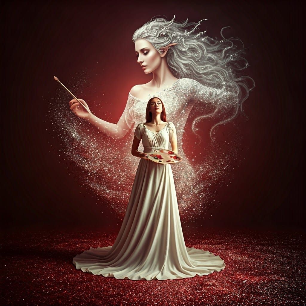 Woman and Satyr in Dreamlike, Mystical Realism