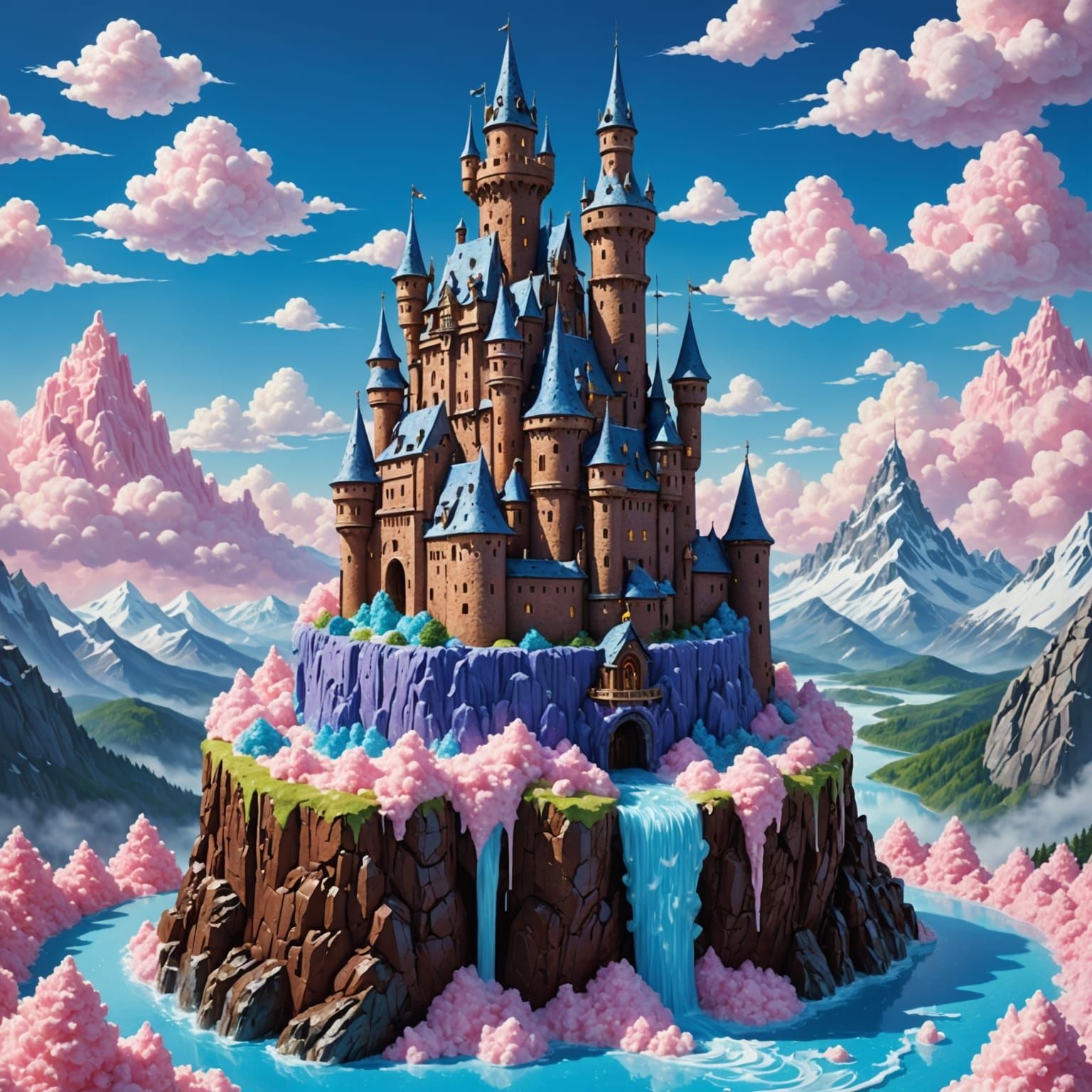 Candylandia's Rock Candy Castle Over Chocolate River