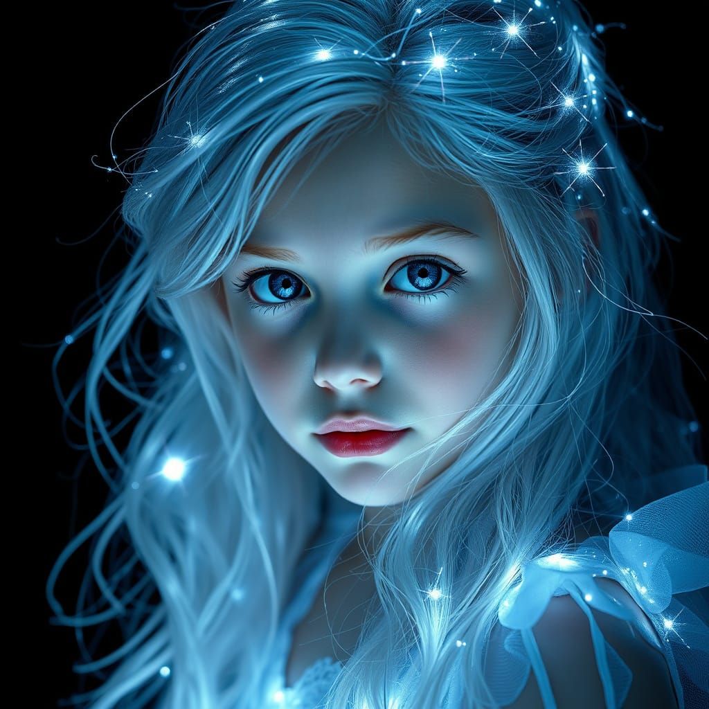 Ethereal Magic Girl in Neon Hues