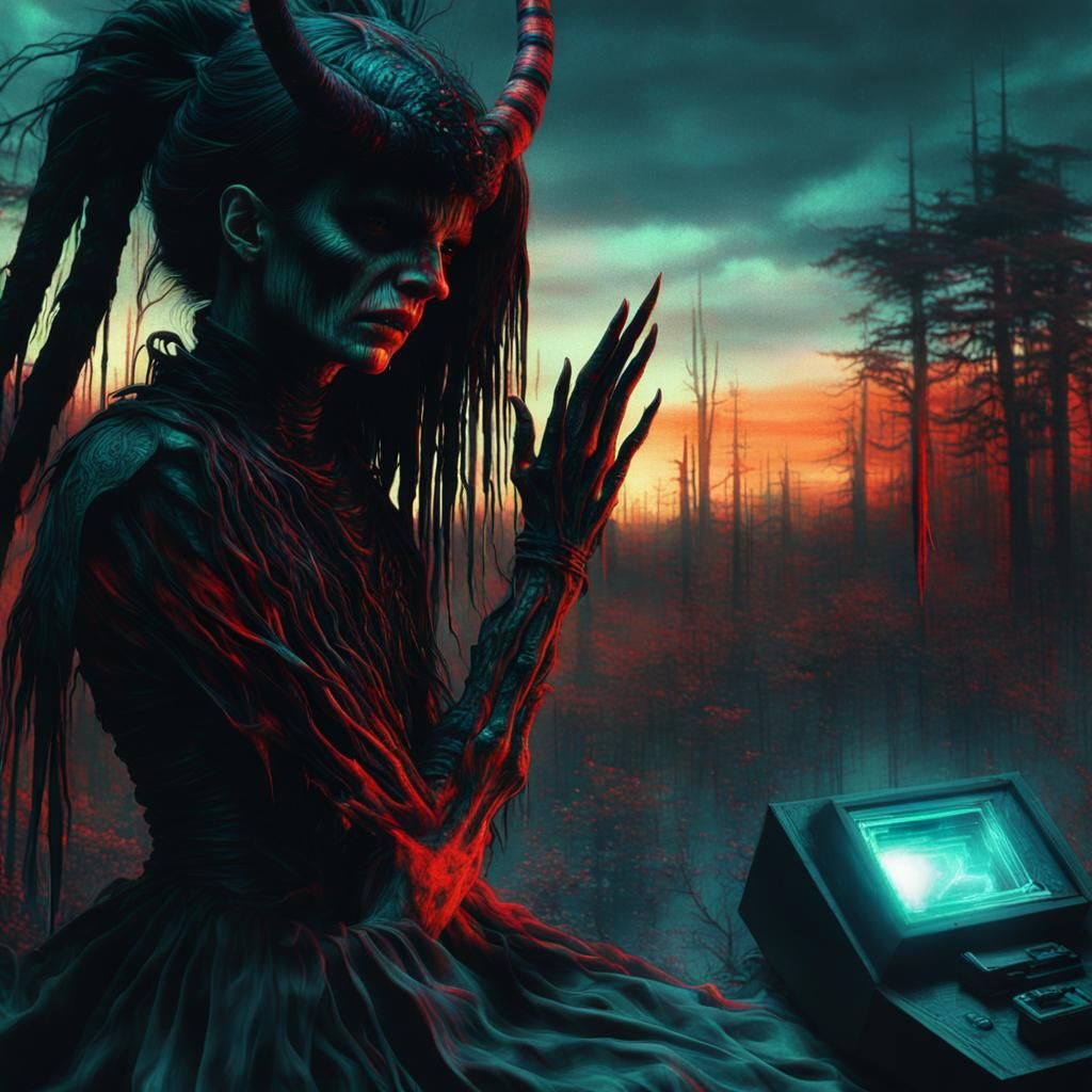 Demonic Analog Horror in Biopunk Style