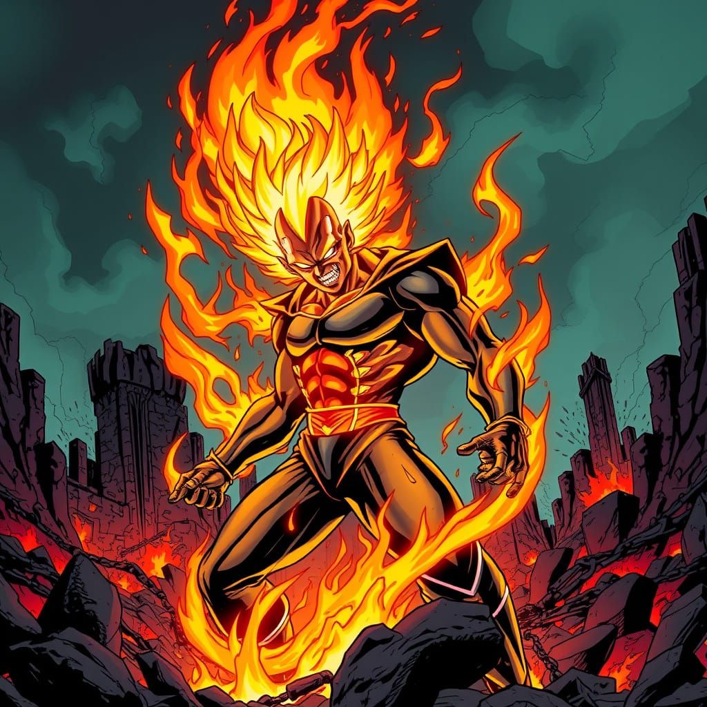 Surreal Super Saiyan God Ghost Rider Unleashes Hellish Fury