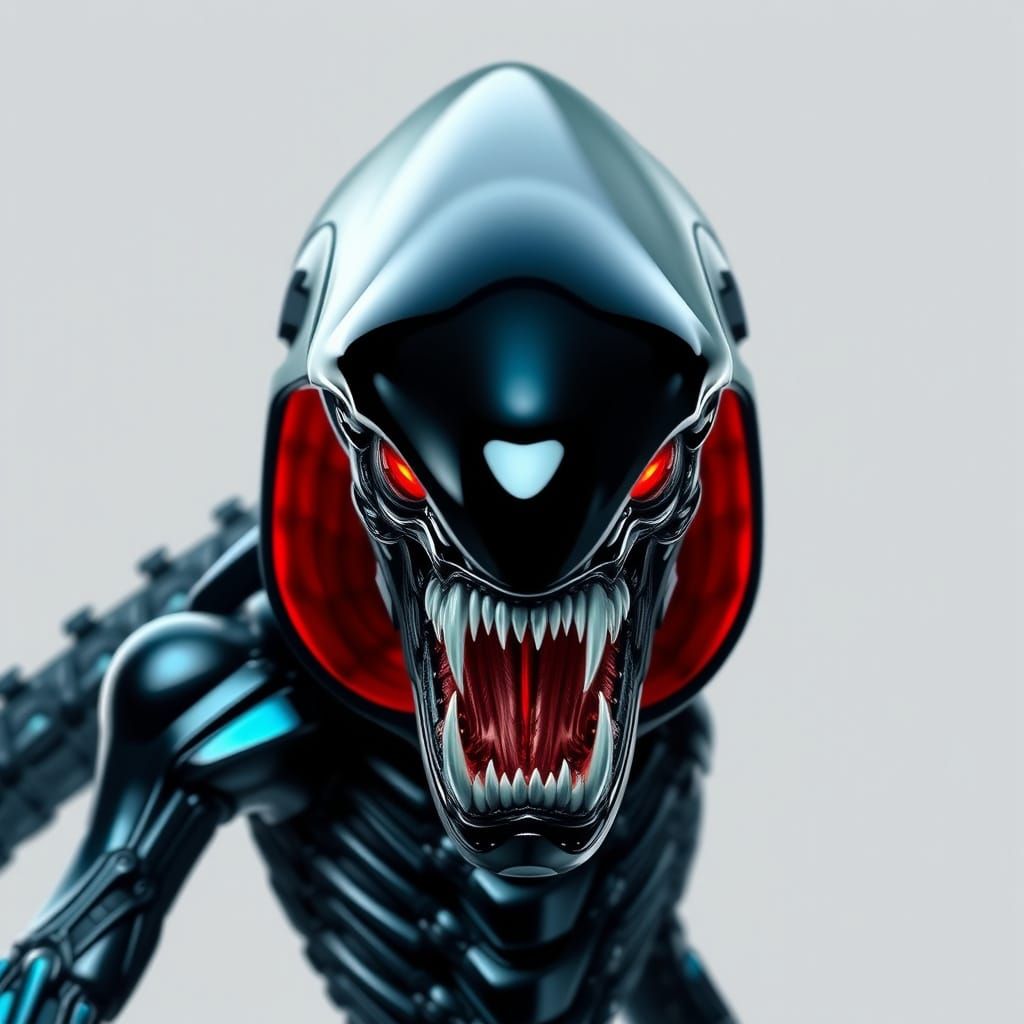 Cyberpunk Xenomorph with Sharp Teeth