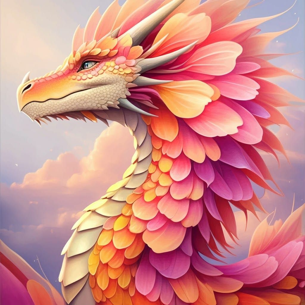 Floral Dragon in Ethereal Fantasy Illustration Style