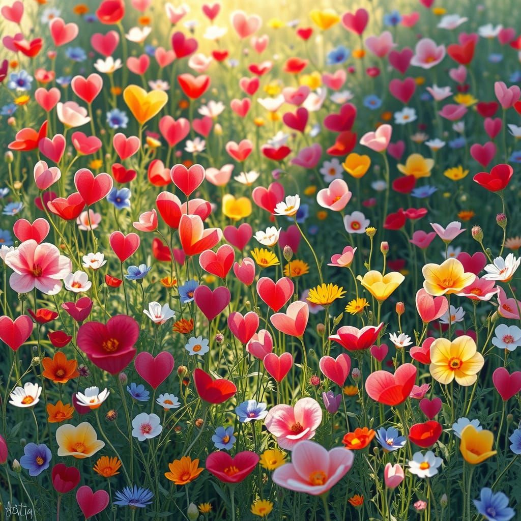 Rainbow-Colored Wildflower Garden of Whimsy and Romance