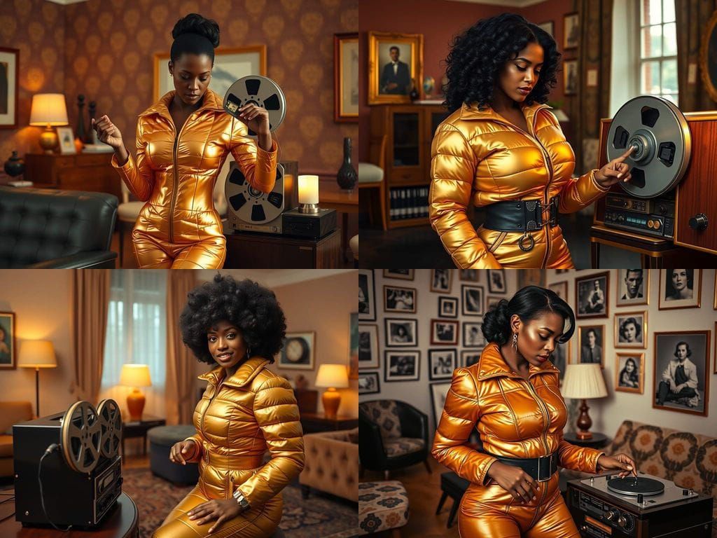 Mid Century Woman Attends to Retro Technology in 1960s Berli...