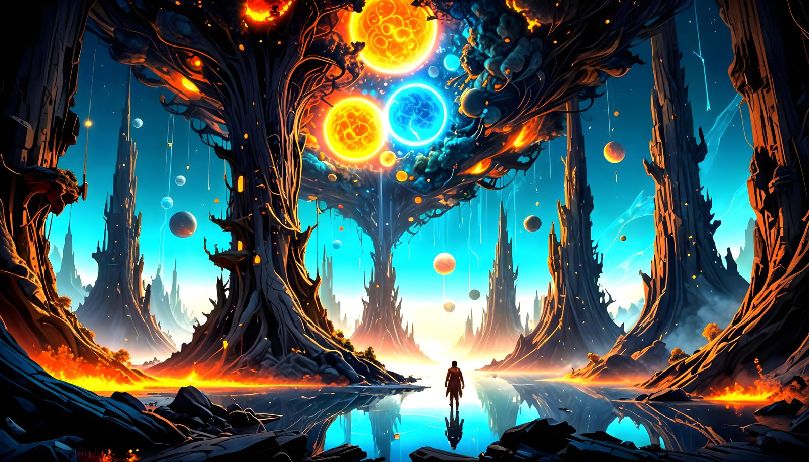 Ancient Gods Engage in Celestial Debate within Fractal Templ...