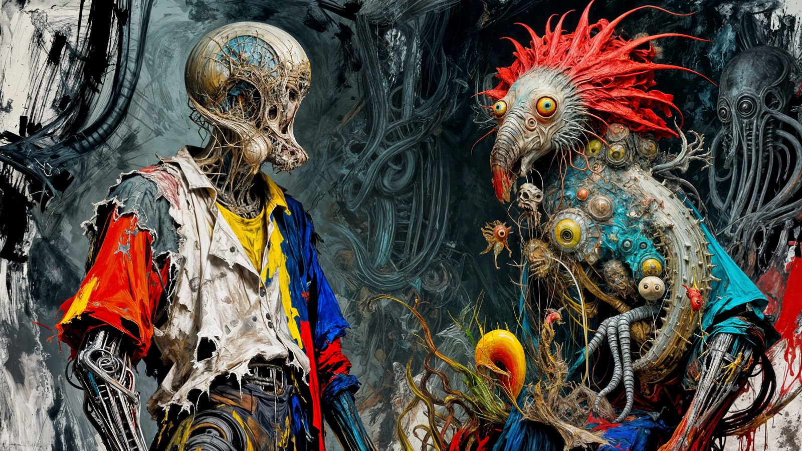 Distorted Abstract Figures in Chaotic Expressionist Style