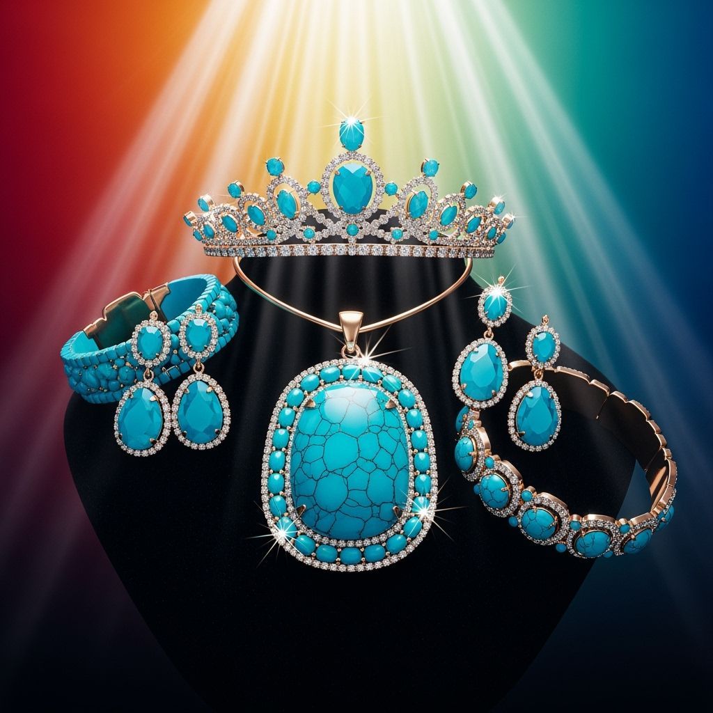 Ornate Turquoise Jewelry Set in Hyperrealistic Style