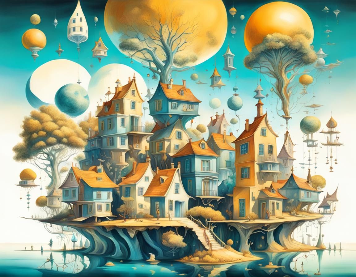 Upside-Down World: A Surrealist Dreamscape
