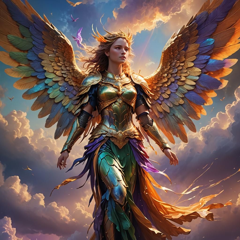 Female Angel Descends in a Digital Matte Painting