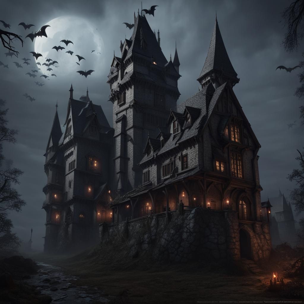 Haunted Castle in Ravenloft: Sinister, Detailed 8k Rendering
