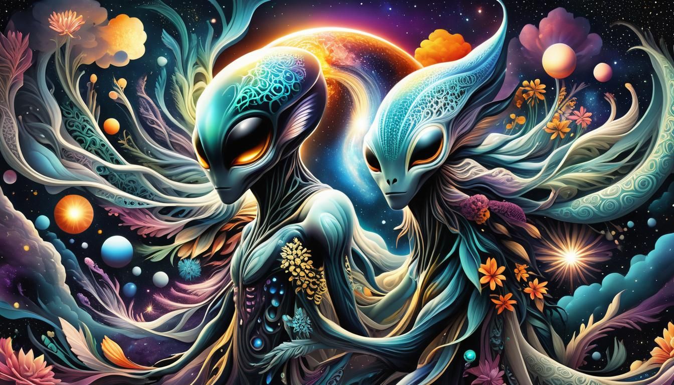 Cosmic Alien Landscape in Digital Painting Style