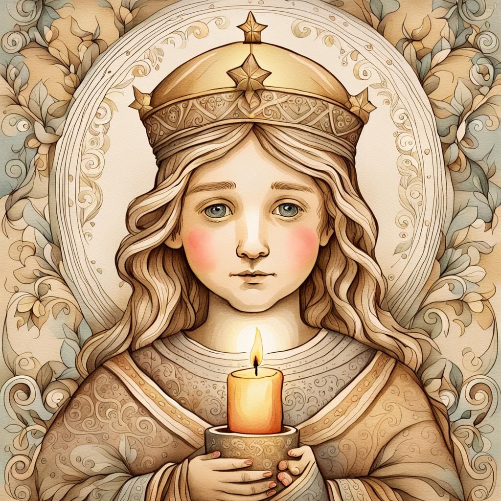 Christkindl Portrait in Germanic Folk Art Style