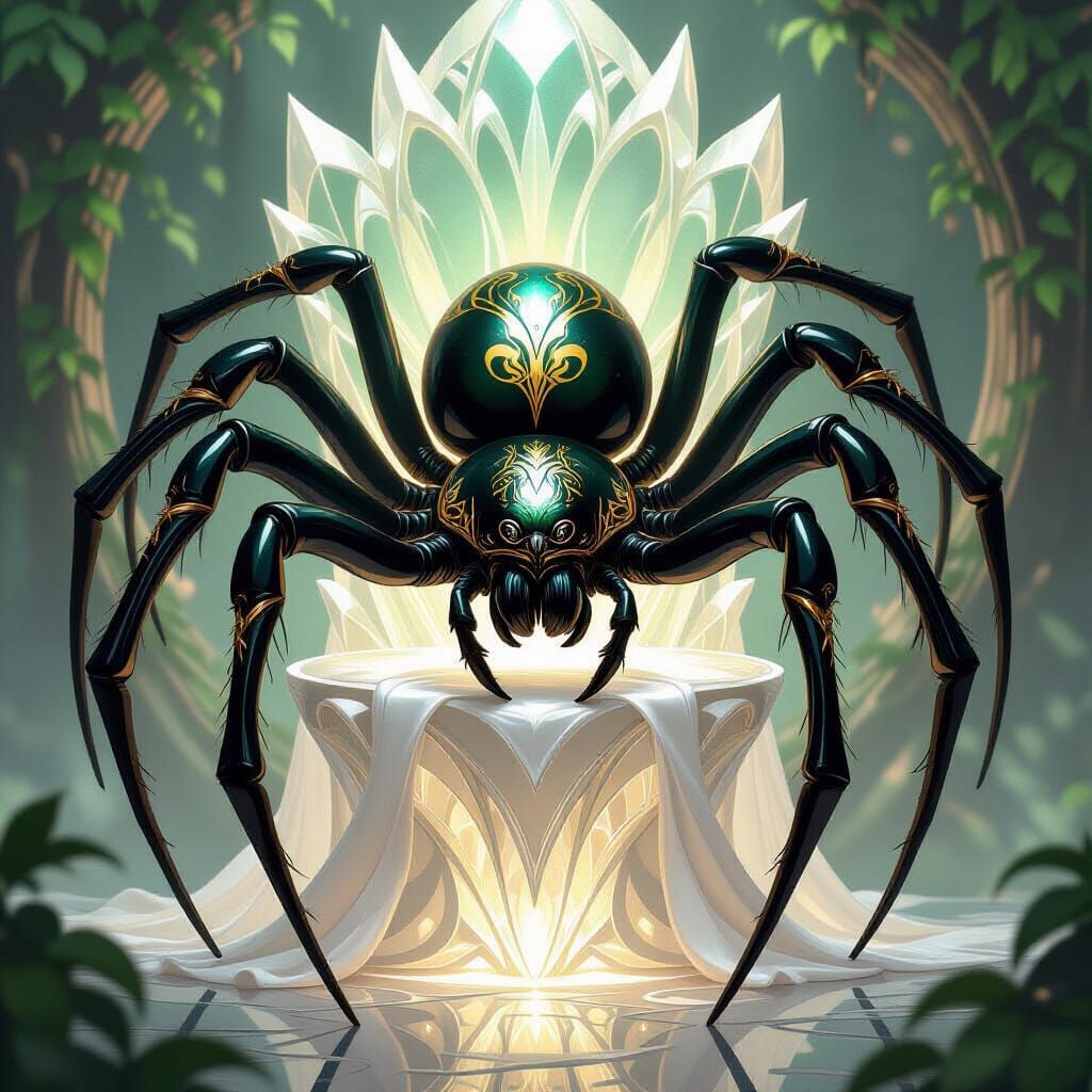 Majestic Spider Sculpture in Art Nouveau Fantasy Style