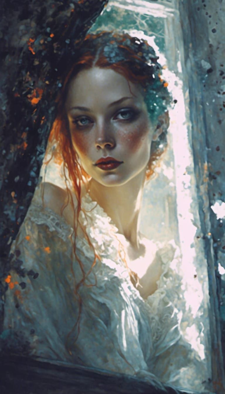 Red-Haired Vampire Woman in Enchanting Style