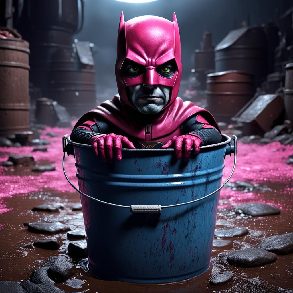 Superhero in Bucket: Dark Fantasy Art