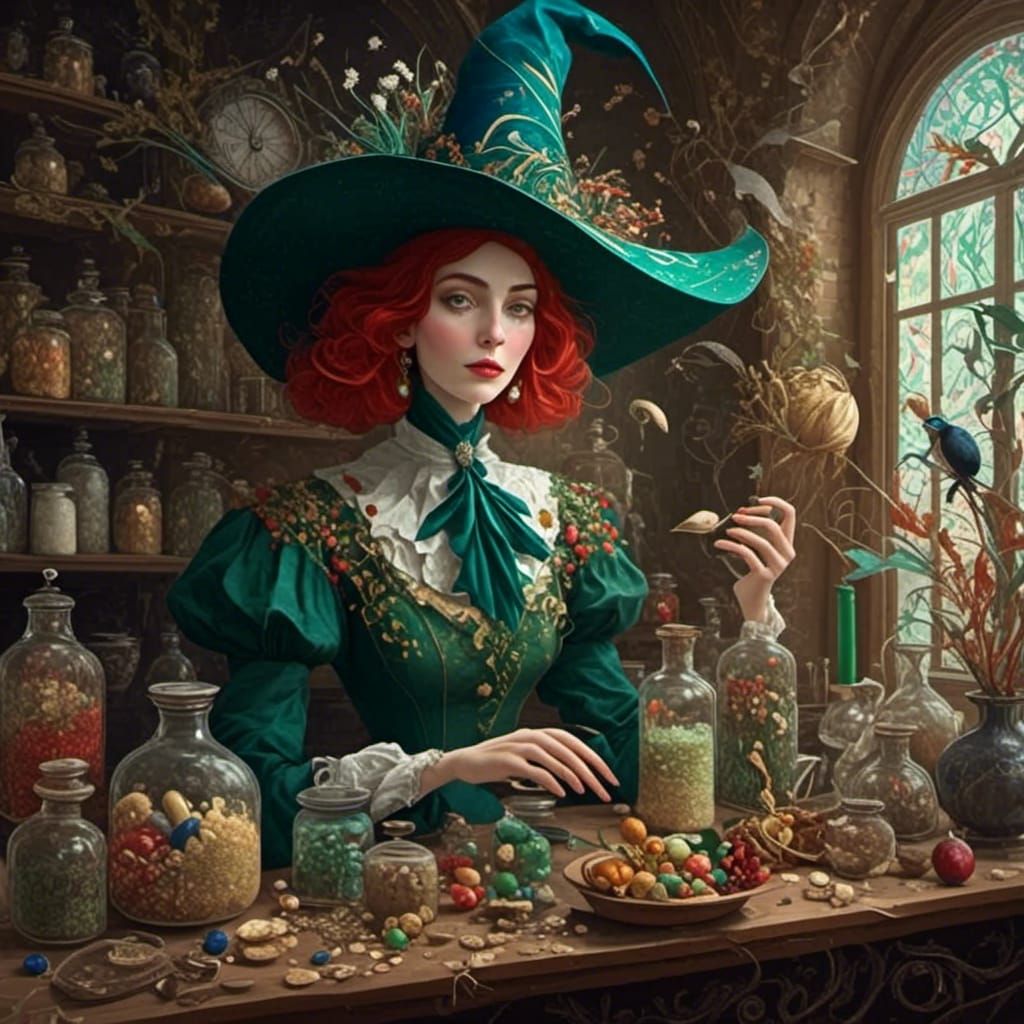 Surreal Apothecary Witch Portrait