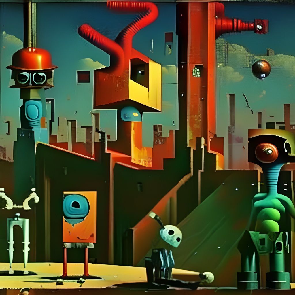 Futuristic Robots Create Mayhem in Max Ernst Style