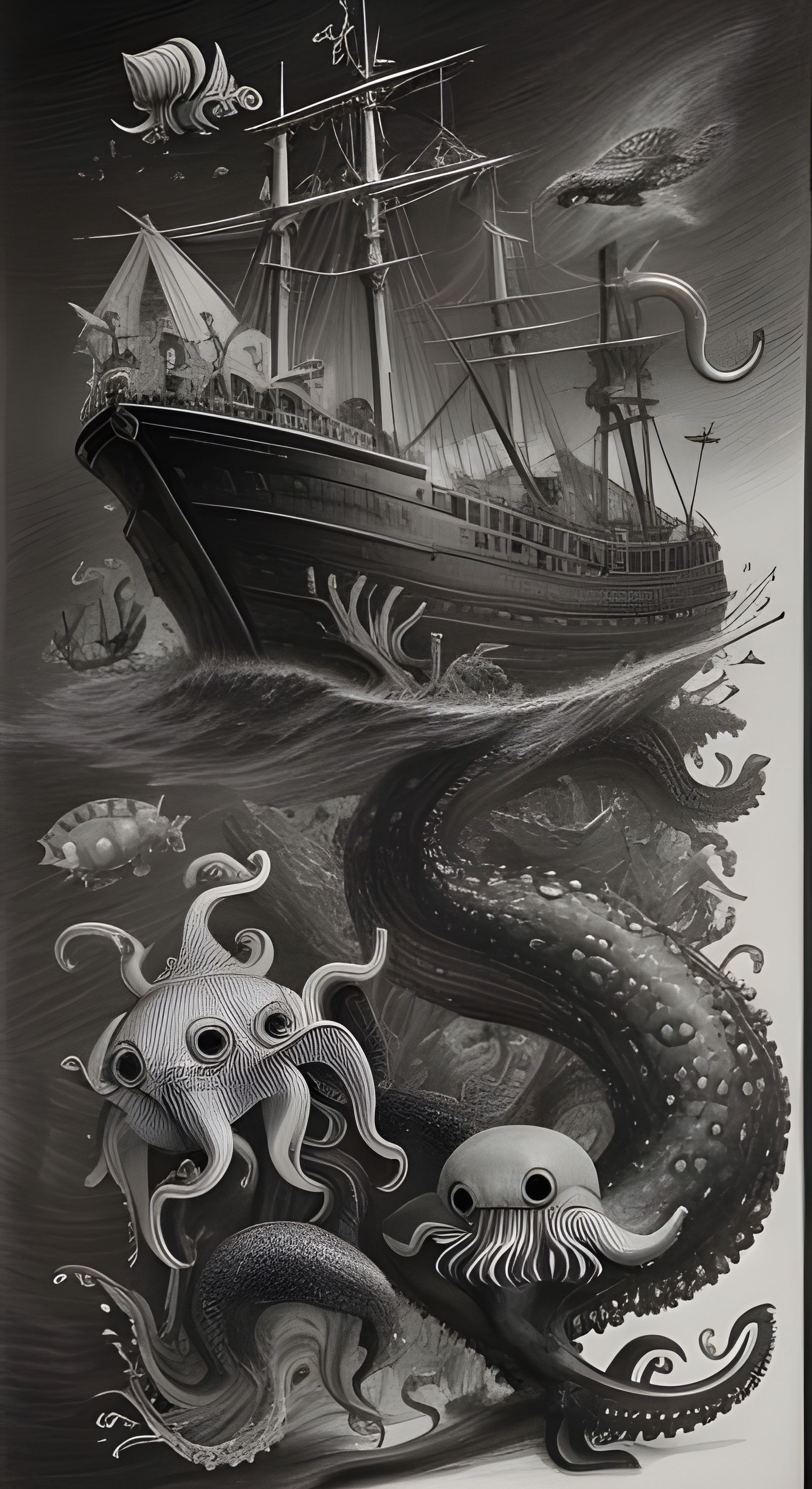 Surreal Abyssal Creatures in a Sea of Glowing Whale Songs