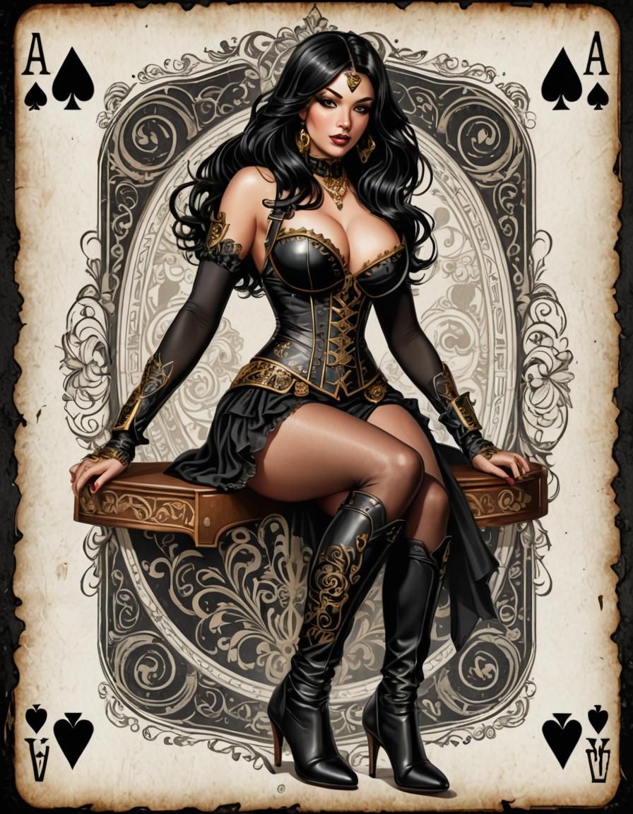Ace of Spades Pinup Girl in Lingerie
