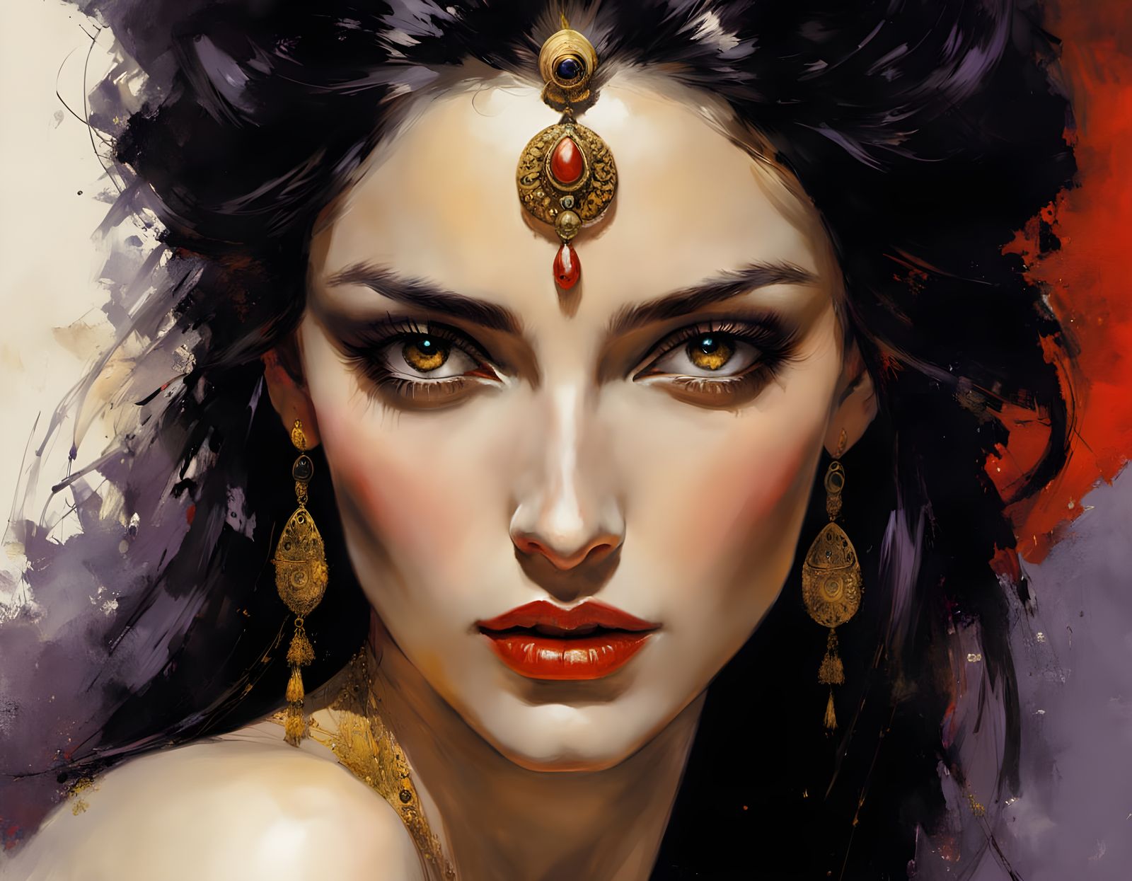 Egyptian Queen with Regal Aura in Vibrant Colors