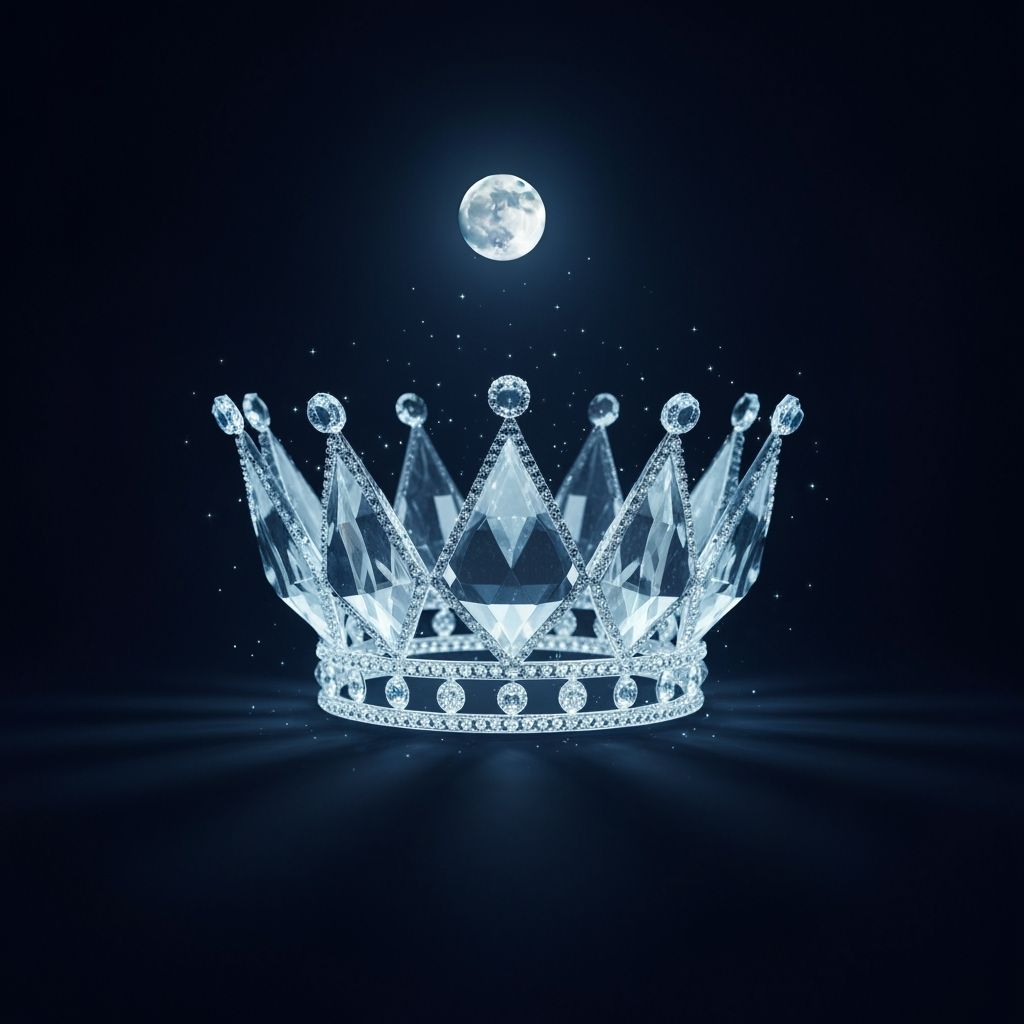 Crystal Crown Glows in Moonlight with Royal Figures