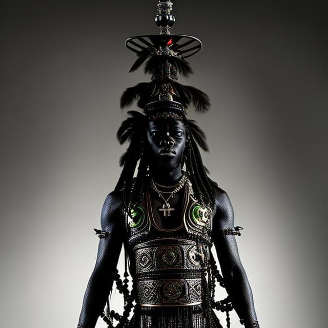 Techno-Voodoo Priest in Hyperdimensional Mesh: Digital Matte...