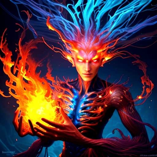 Surreal Human-Jellyfish Hybrid Floating in Dark Sea