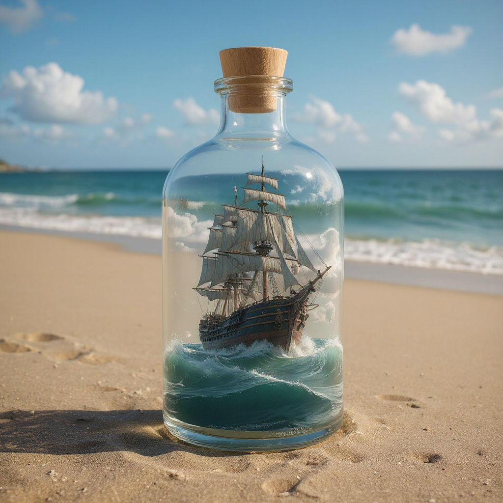 Ship Sinking in Bermuda Triangle: 3D Render