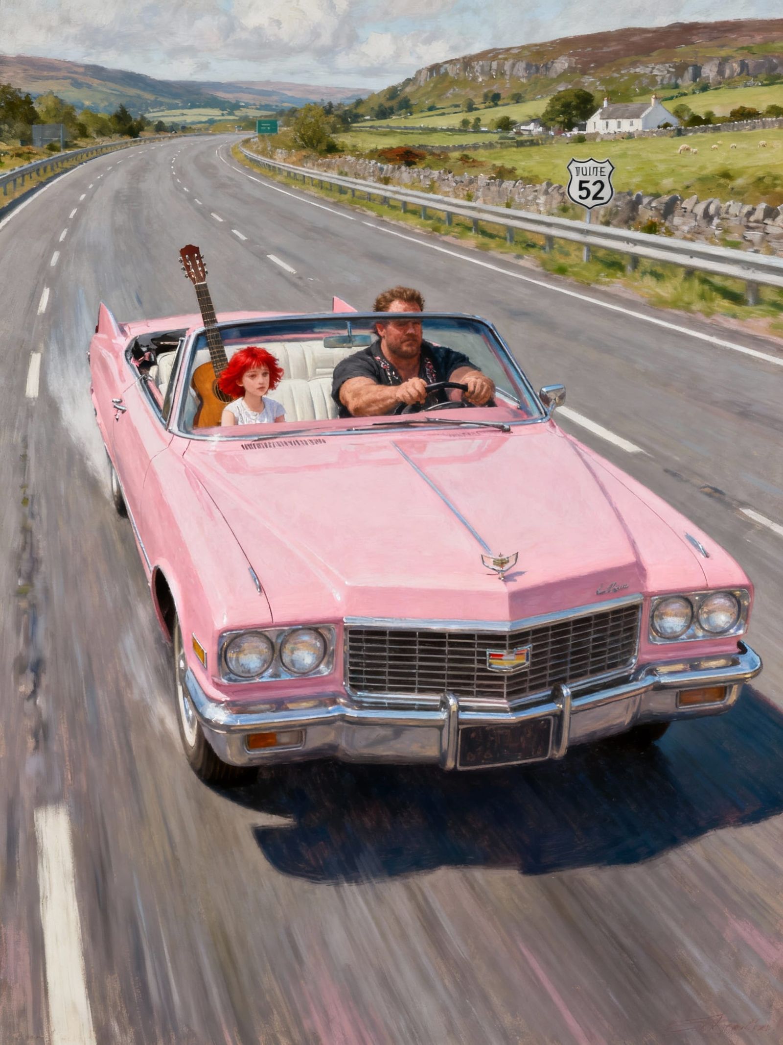 Couple Drives Pink Cadillac Through Irish Freeway