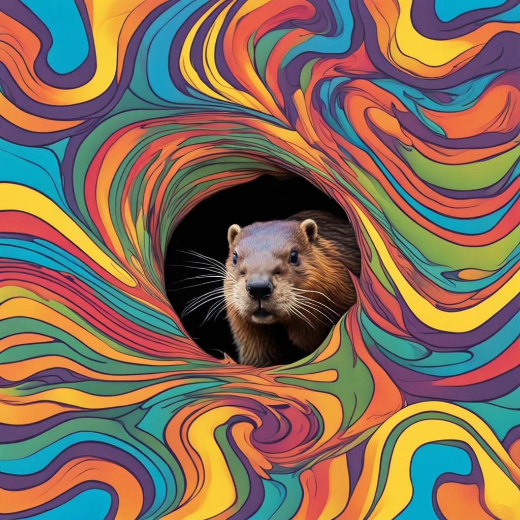Colorful Swirl with Beaver