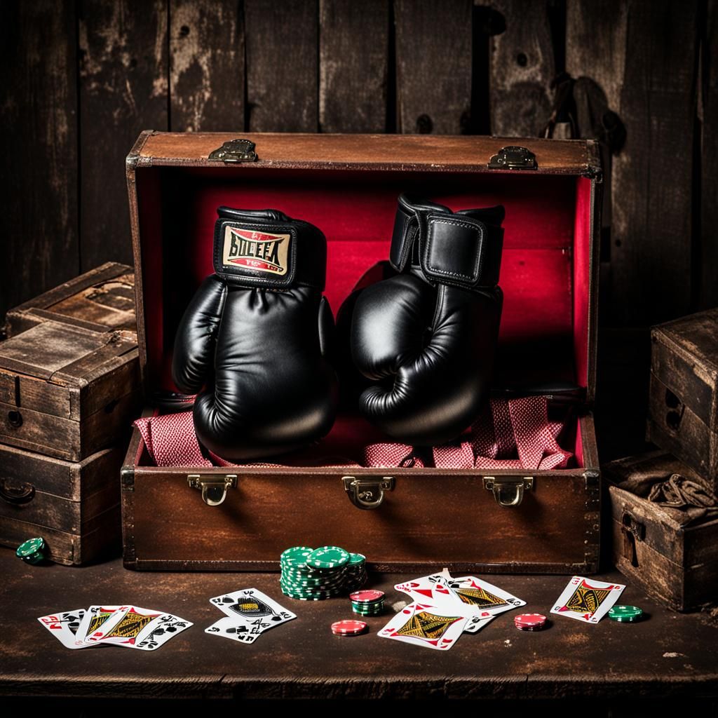 Illicit Basement Boxing Match with Dark Gloves