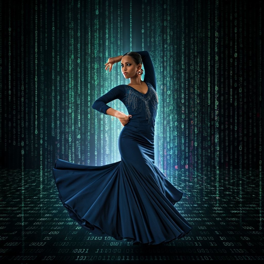 Flamenco Dancer in Digital Metropolis