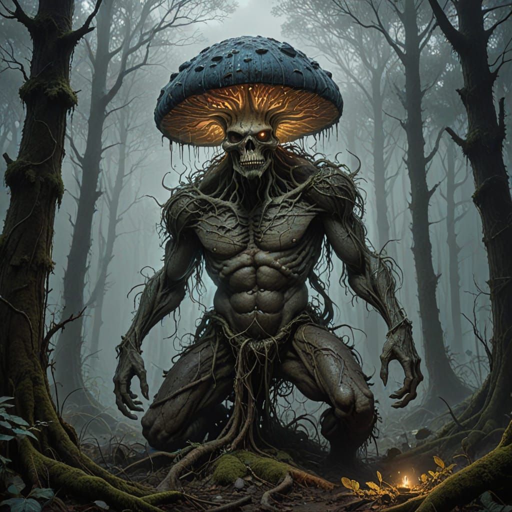 Glowing Fungal Troll Emerges from Twisted Forest Nightmares