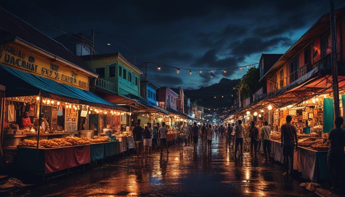 Jamaica Nightlife: Vibrant Cityscape in Digital Art